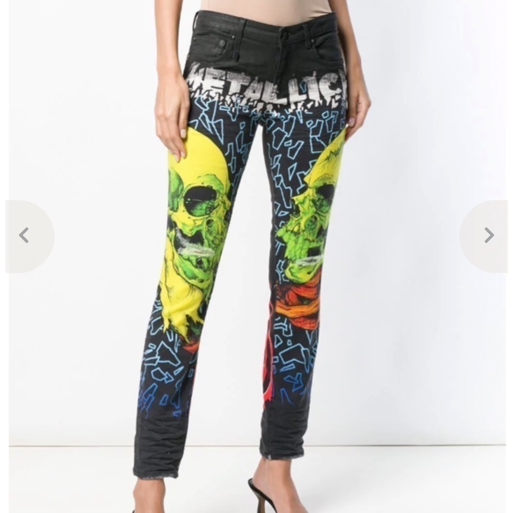 R13 Kate Metallica Band Limited Edition Low Rise Slim Staight leg Jeans Size 27